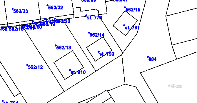 Parcela st. 793 v KÚ Olšany u Prostějova, Katastrální mapa