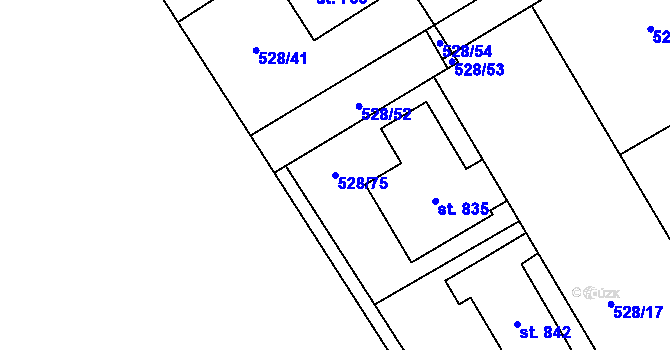Parcela st. 528/75 v KÚ Olšany u Prostějova, Katastrální mapa