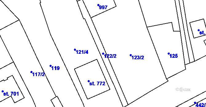 Parcela st. 122/2 v KÚ Olšany u Prostějova, Katastrální mapa