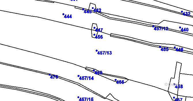 Parcela st. 457/13 v KÚ Klokočí u Olší, Katastrální mapa