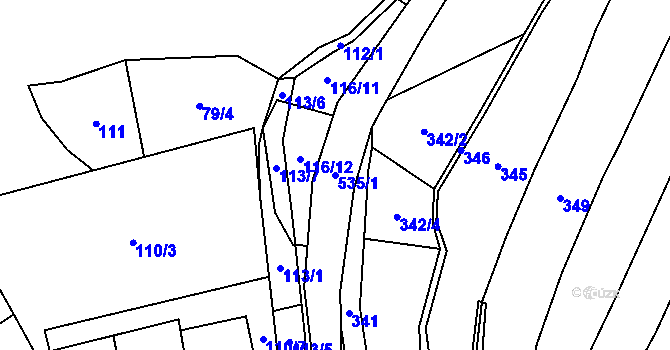 Parcela st. 535/1 v KÚ Klokočí u Olší, Katastrální mapa
