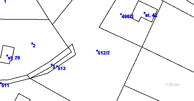 Parcela st. 512/2 v KÚ Klokočí u Olší, Katastrální mapa