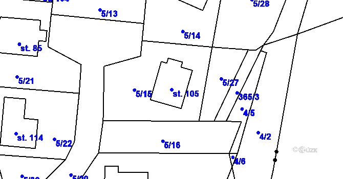 Parcela st. 105 v KÚ Olší u Tišnova, Katastrální mapa