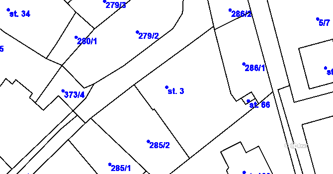 Parcela st. 3 v KÚ Olší u Tišnova, Katastrální mapa