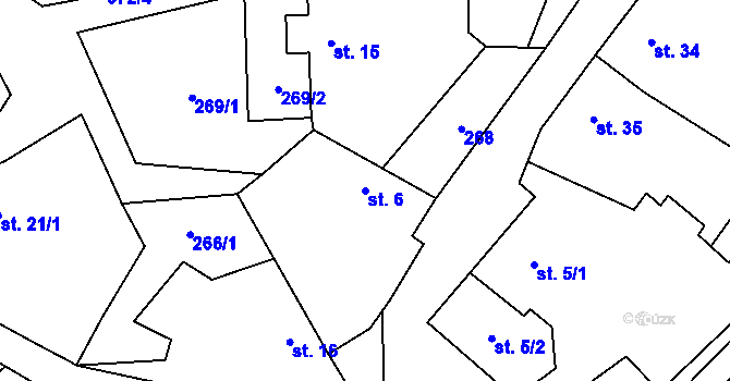 Parcela st. 6 v KÚ Olší u Tišnova, Katastrální mapa