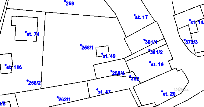 Parcela st. 49 v KÚ Olší u Tišnova, Katastrální mapa