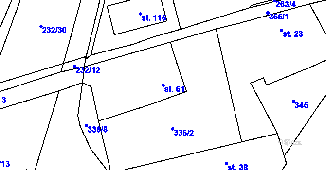 Parcela st. 61 v KÚ Olší u Tišnova, Katastrální mapa