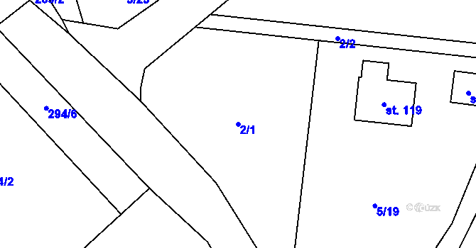 Parcela st. 2/1 v KÚ Olší u Tišnova, Katastrální mapa