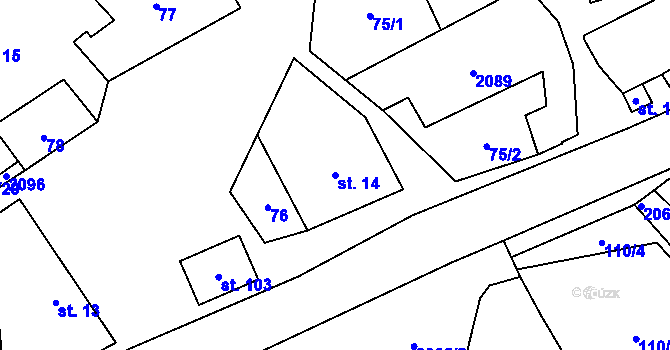 Parcela st. 14 v KÚ Olší nad Oslavou, Katastrální mapa