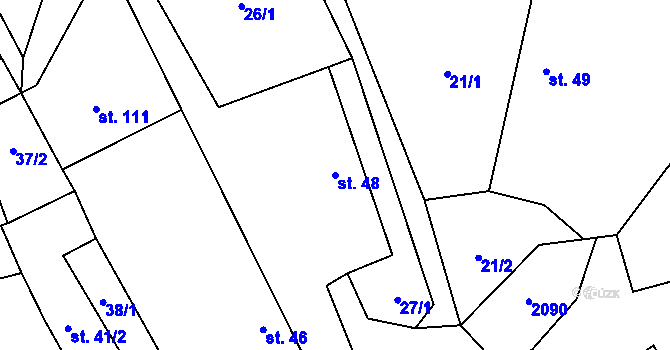 Parcela st. 48 v KÚ Olší nad Oslavou, Katastrální mapa