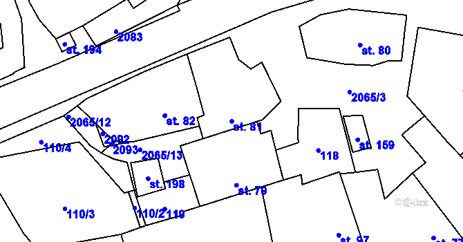 Parcela st. 81 v KÚ Olší nad Oslavou, Katastrální mapa