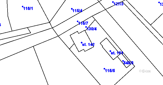 Parcela st. 142 v KÚ Olší nad Oslavou, Katastrální mapa