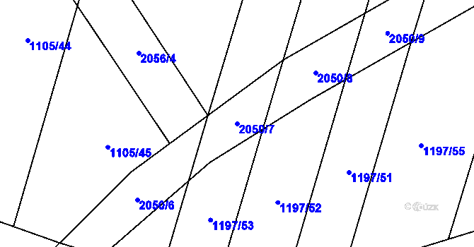 Parcela st. 2050/7 v KÚ Olší nad Oslavou, Katastrální mapa