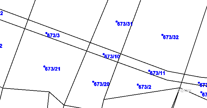 Parcela st. 673/10 v KÚ Olší nad Oslavou, Katastrální mapa