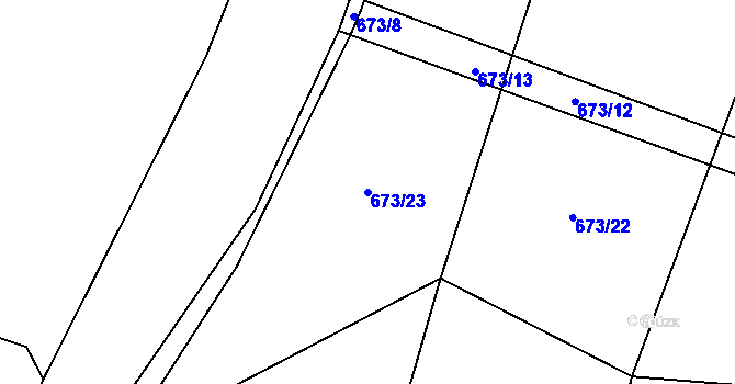 Parcela st. 673/23 v KÚ Olší nad Oslavou, Katastrální mapa