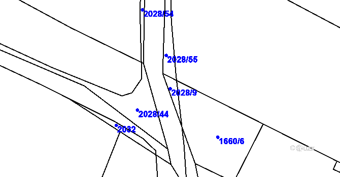 Parcela st. 2028/9 v KÚ Olší nad Oslavou, Katastrální mapa