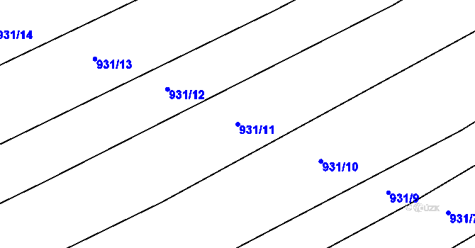 Parcela st. 931/11 v KÚ Olší nad Oslavou, Katastrální mapa
