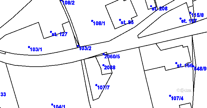 Parcela st. 2060/5 v KÚ Olší nad Oslavou, Katastrální mapa