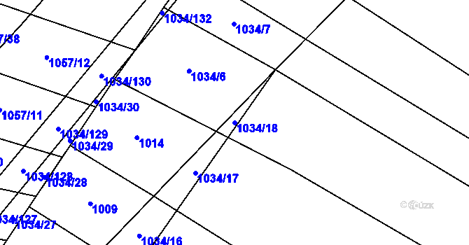 Parcela st. 1034/18 v KÚ Olší nad Oslavou, Katastrální mapa