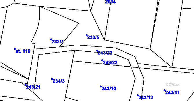 Parcela st. 243/23 v KÚ Olší nad Oslavou, Katastrální mapa
