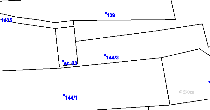 Parcela st. 144/3 v KÚ Olšovec, Katastrální mapa