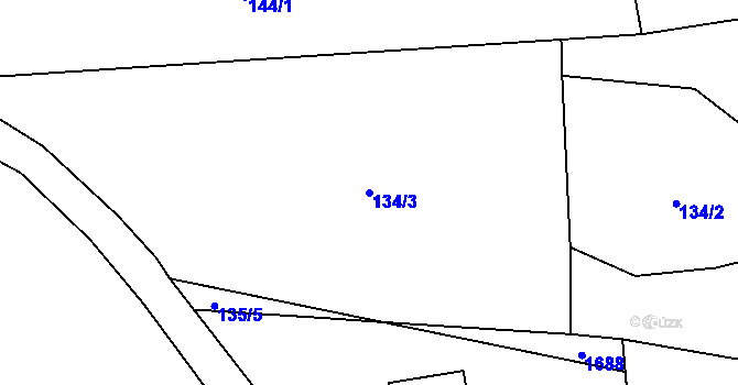 Parcela st. 134/3 v KÚ Olšovec, Katastrální mapa
