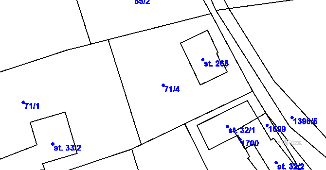 Parcela st. 71/4 v KÚ Olšovec, Katastrální mapa