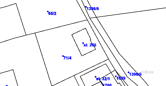Parcela st. 265 v KÚ Olšovec, Katastrální mapa