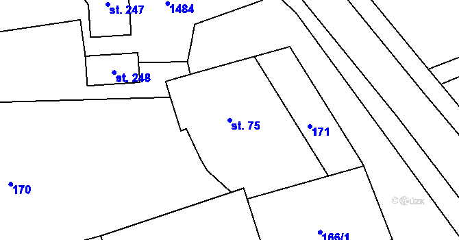 Parcela st. 75 v KÚ Olšovec, Katastrální mapa
