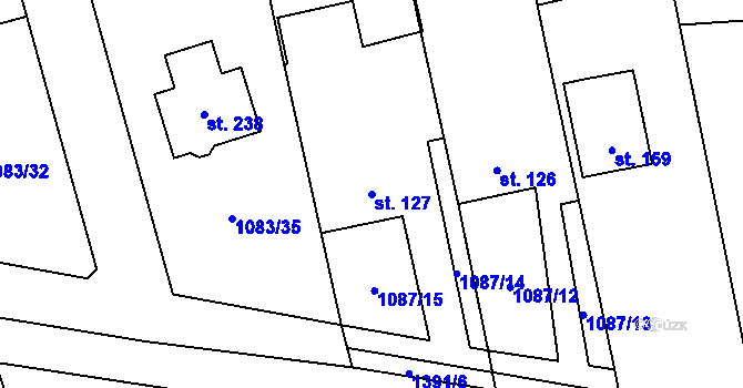 Parcela st. 127 v KÚ Olšovec, Katastrální mapa
