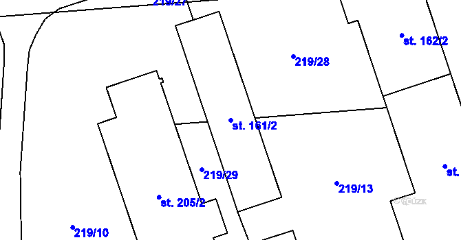 Parcela st. 161/2 v KÚ Olšovec, Katastrální mapa