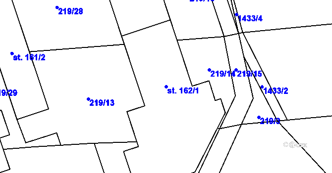 Parcela st. 162/1 v KÚ Olšovec, Katastrální mapa
