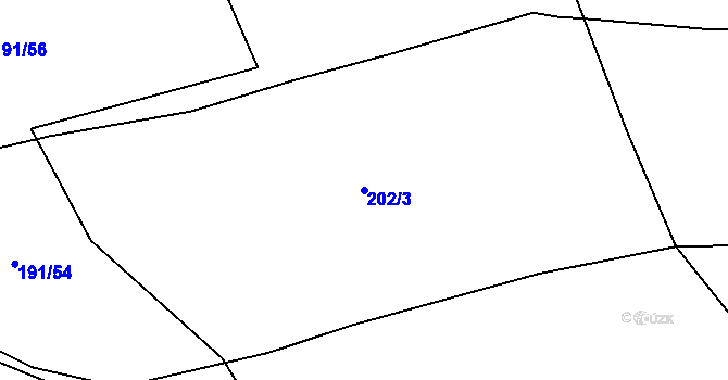 Parcela st. 202/3 v KÚ Olšovec, Katastrální mapa