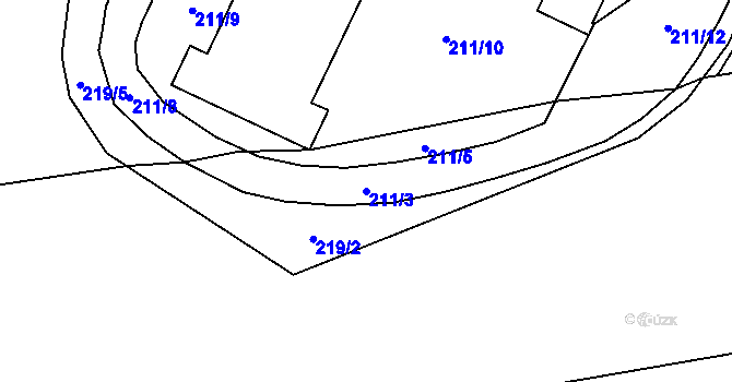 Parcela st. 211/3 v KÚ Olšovec, Katastrální mapa