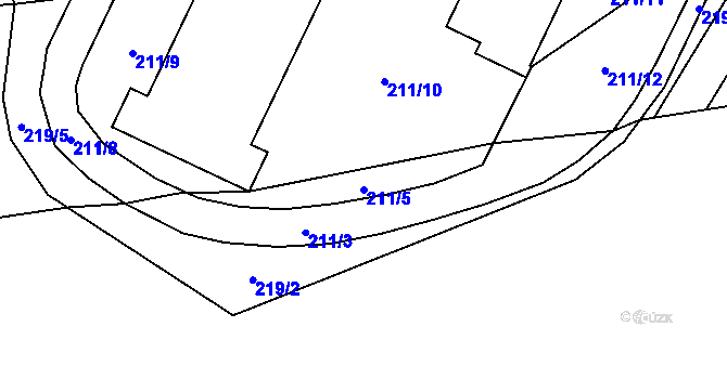 Parcela st. 211/5 v KÚ Olšovec, Katastrální mapa