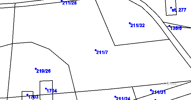 Parcela st. 211/7 v KÚ Olšovec, Katastrální mapa