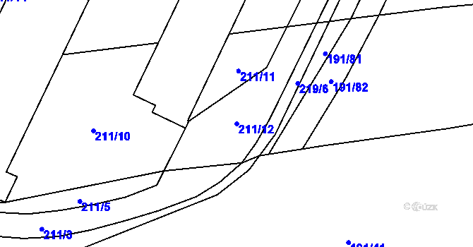 Parcela st. 211/12 v KÚ Olšovec, Katastrální mapa