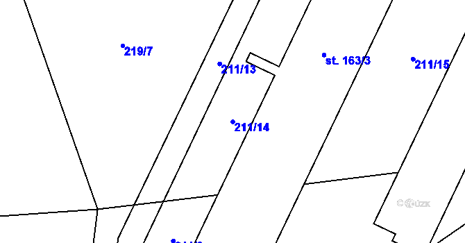 Parcela st. 211/14 v KÚ Olšovec, Katastrální mapa