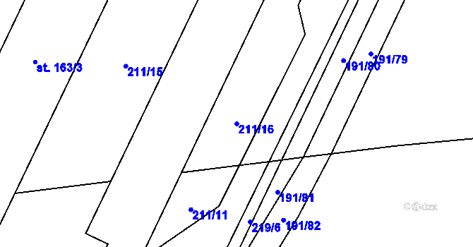 Parcela st. 211/16 v KÚ Olšovec, Katastrální mapa