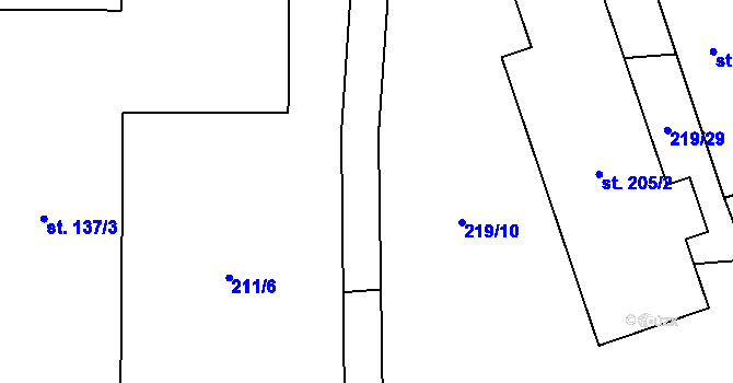 Parcela st. 211/21 v KÚ Olšovec, Katastrální mapa