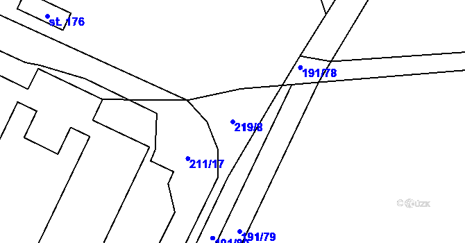 Parcela st. 219/8 v KÚ Olšovec, Katastrální mapa