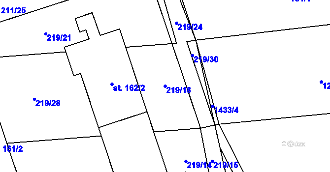Parcela st. 219/18 v KÚ Olšovec, Katastrální mapa