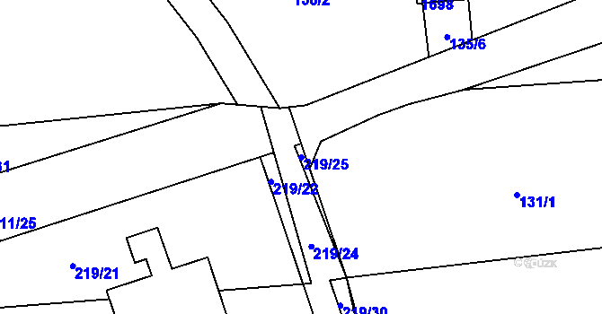 Parcela st. 219/25 v KÚ Olšovec, Katastrální mapa