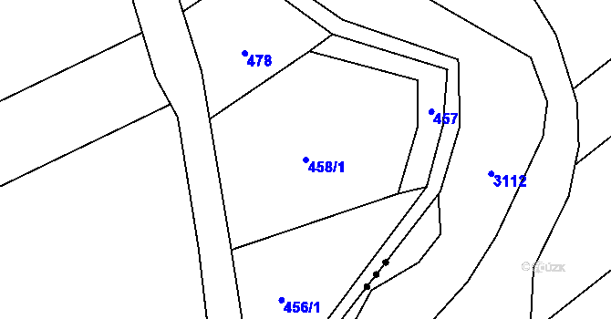Parcela st. 458/1 v KÚ Olšovec, Katastrální mapa