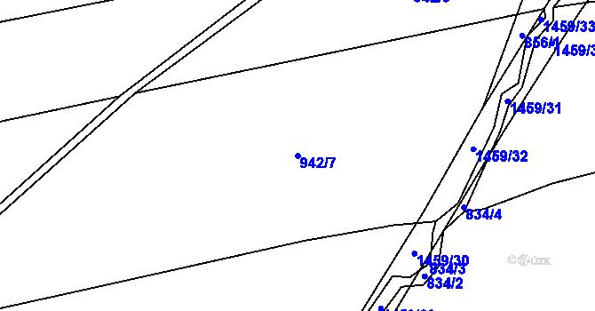Parcela st. 942/7 v KÚ Olšovec, Katastrální mapa