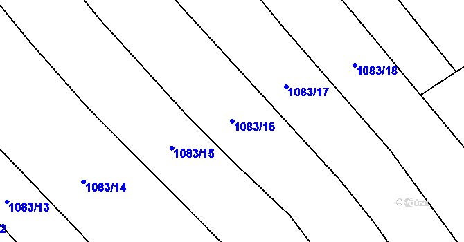 Parcela st. 1083/16 v KÚ Olšovec, Katastrální mapa
