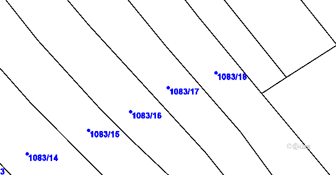 Parcela st. 1083/17 v KÚ Olšovec, Katastrální mapa