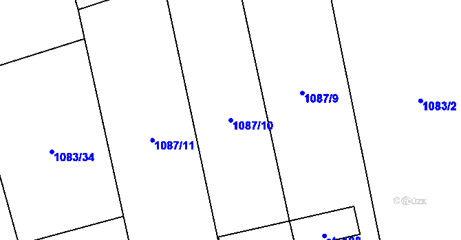Parcela st. 1087/10 v KÚ Olšovec, Katastrální mapa