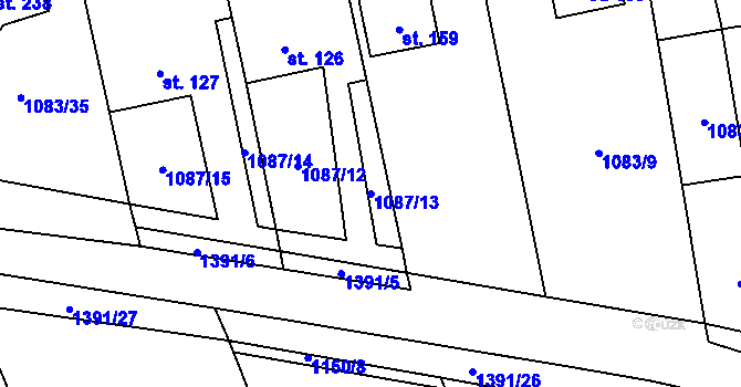 Parcela st. 1087/13 v KÚ Olšovec, Katastrální mapa