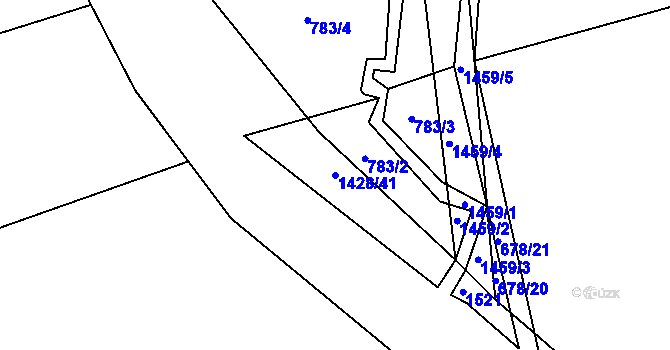 Parcela st. 1428/41 v KÚ Olšovec, Katastrální mapa